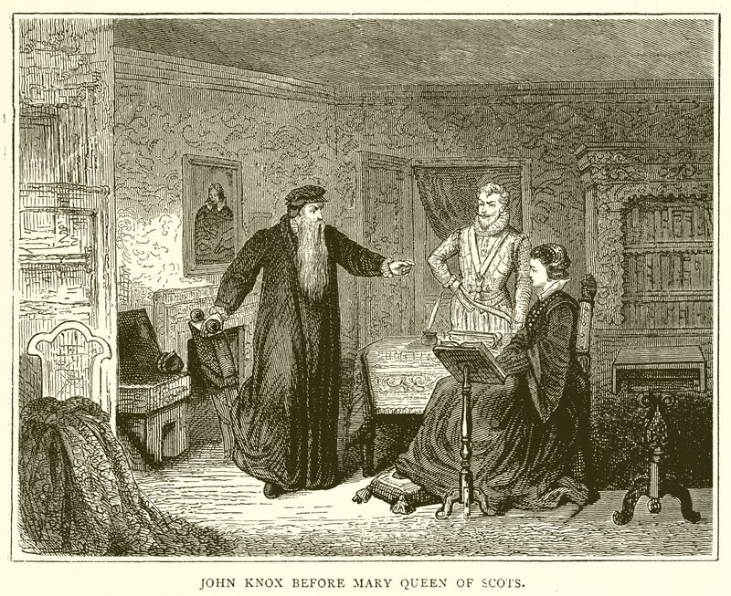 John Knox, İskoç Kraliçesi Mary'nin önünde by English School