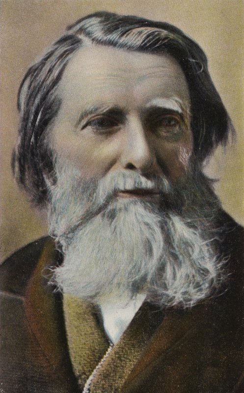 John Ruskin (1819-1900), İngiliz yazar, sanat eleştirmeni, sanatçı ve sosyal düşünür (renkli taş baskı) by English School