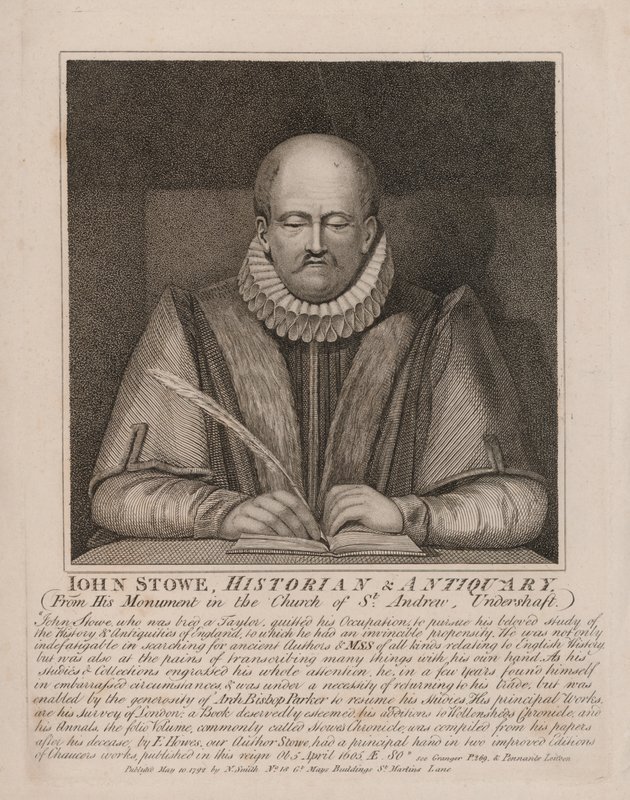 John Stow, İngiliz tarihçi ve antikacı (gravür) by English School