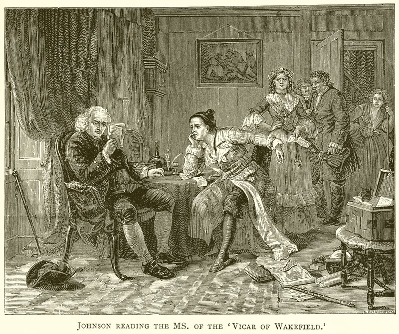 Johnson, Wakefield Papazının Bayanını okuyor by English School