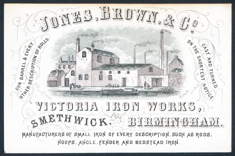 Jones, Brown & Co, Victoria Iron Works, ticari kart by English School