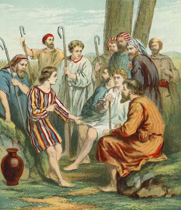Joseph çok renkli bir ceket giyiyor by English School