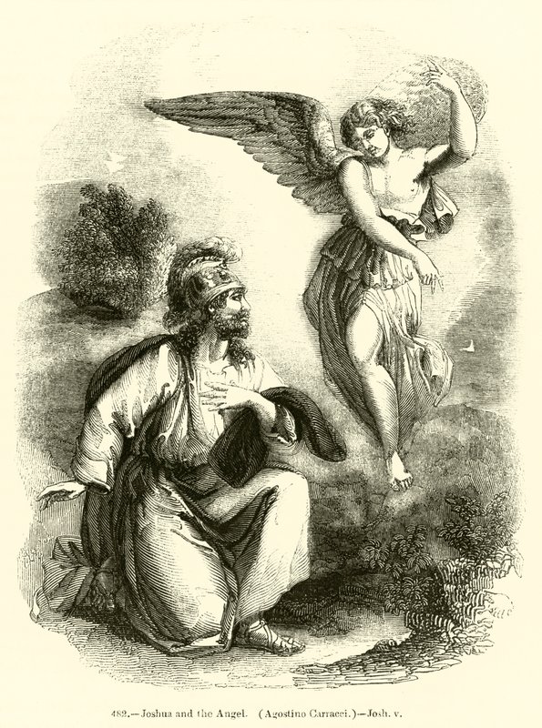 Joshua ve Angel, Agostino Carracci, Joshua v (gravür) by English School