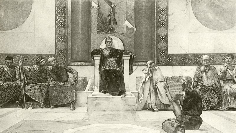 Justinianus ve Konseyi (gravür) by English School