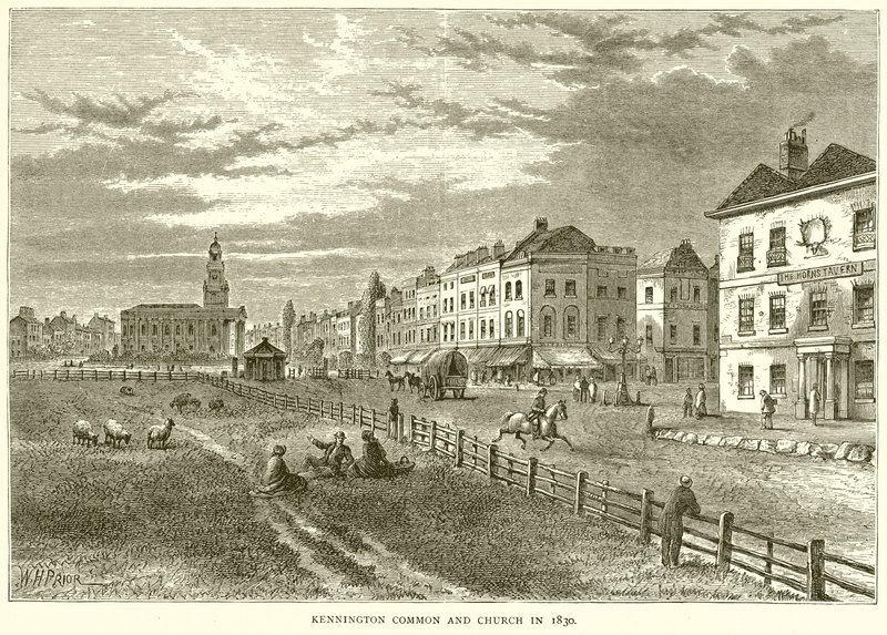 1830 yılında Kennington Common ve Kilisesi by English School