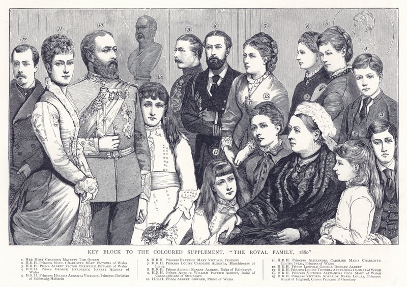 Renkli Ekin Anahtar Bloğu, Kraliyet Ailesi, 1880 by English School