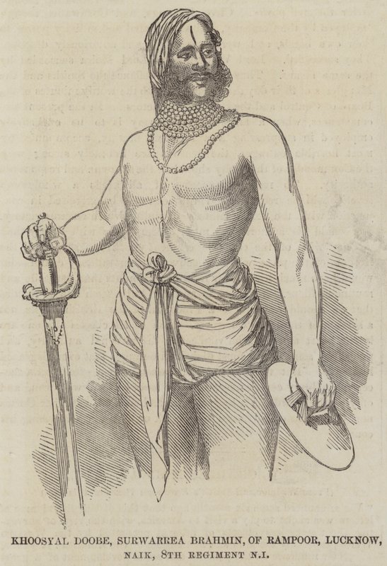 Khoosyal Doobe, Surwarrea Brahmin, Rampoor, Lucknow, Naik, 8. Alay Yerli Piyade (gravür) by English School