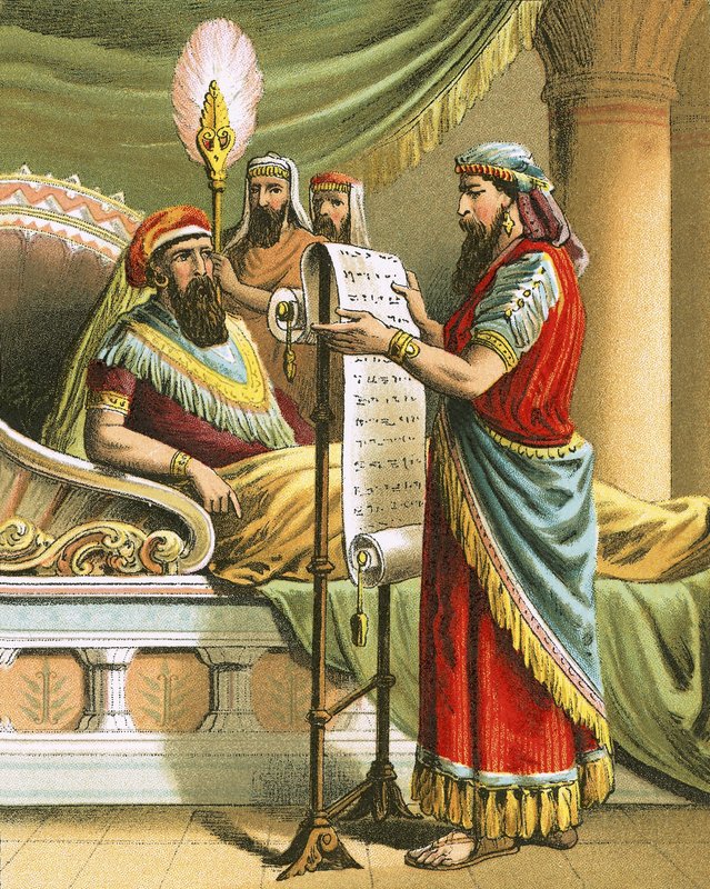 Kral Ahasuerus kayıtlar kitabından Mordekay
