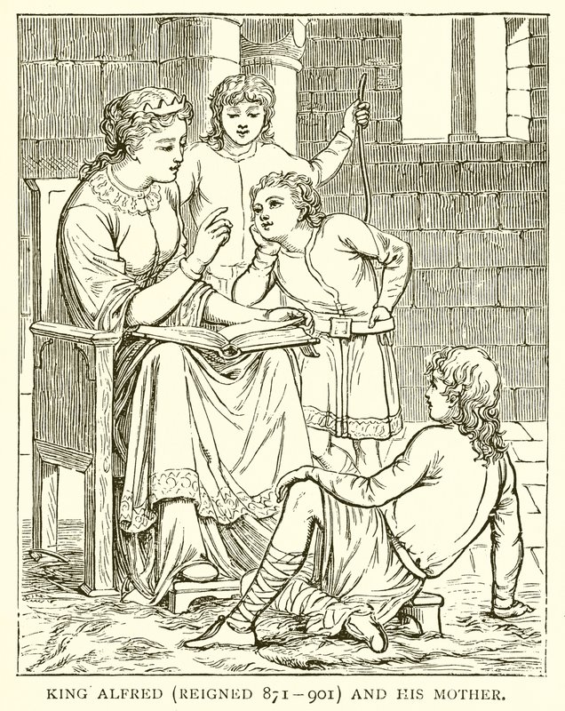 Kral Alfred (871-901) ve annesi by English School