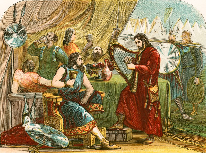 Kral Alfred, Danimarka kampında bir ozan kılığında by English School