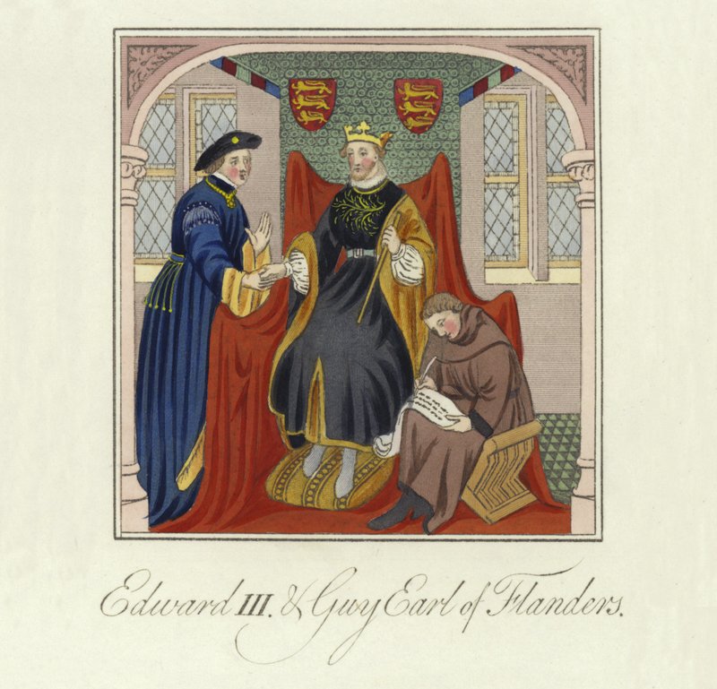 İngiltere Kralı III. Edward ve Guy, Flanders Kontu, 14. Yüzyıl by English School