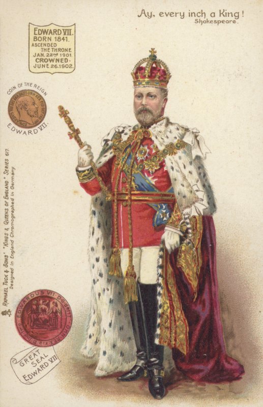 Kral Edward VII (renkli lito) by English School