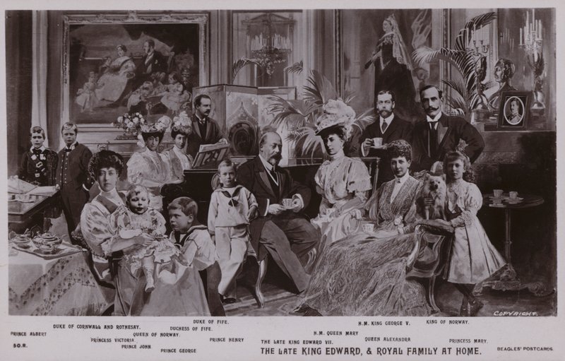Kral Edward VII ve ailesi (lito) by English School