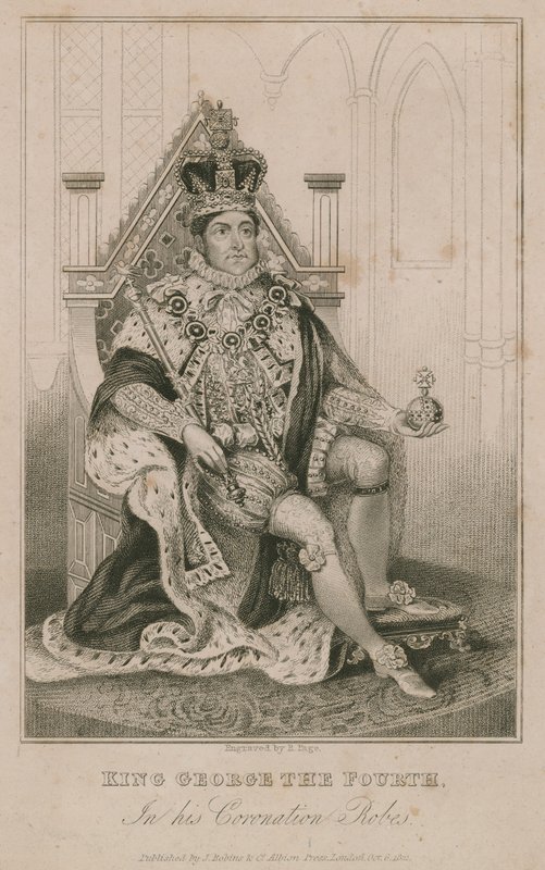 Kral George IV, taç giyme cübbesinde by English School