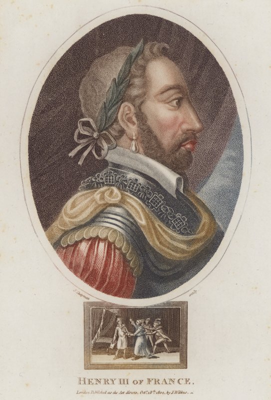Fransa Kralı Henry III (renkli gravür) by English School