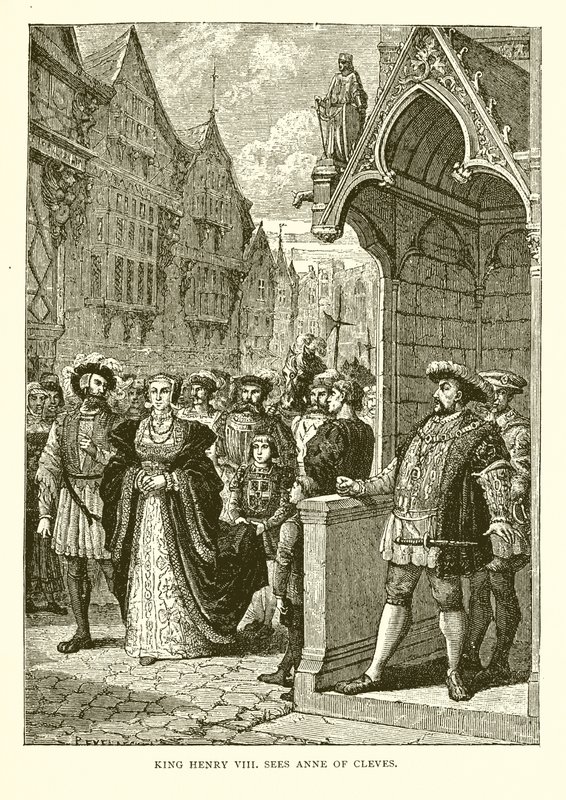 Kral Henry VIII Cleves'li Anne'yi Görüyor (gravür) by English School