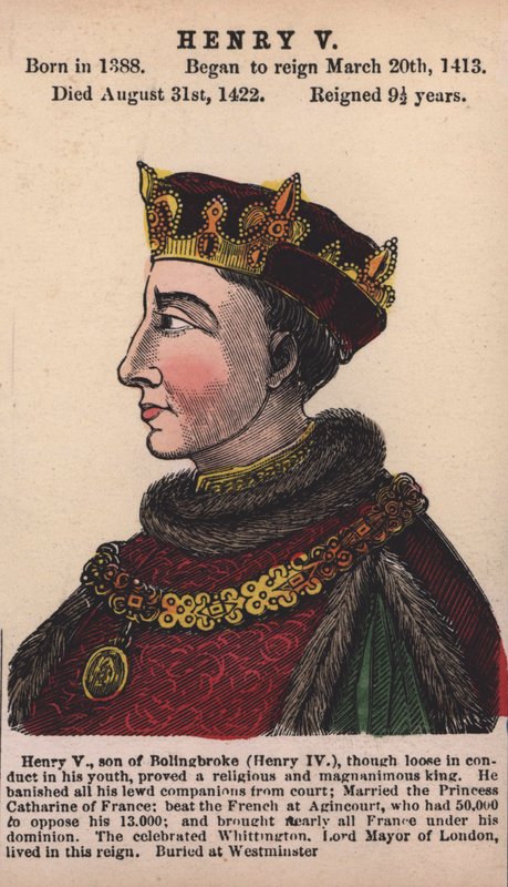 Kral Henry V (renkli gravür) by English School