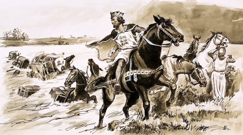 Kral John Gelgit Tarafından Soyuldu (kağıt üzerinde guaj) by English School