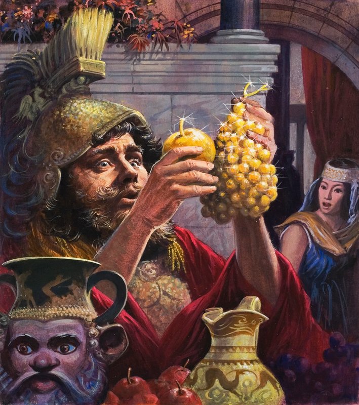 Kral Midas (kağıt üzerine guaj) by English School