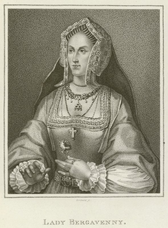 Leydi Bergavenny (gravür) by English School