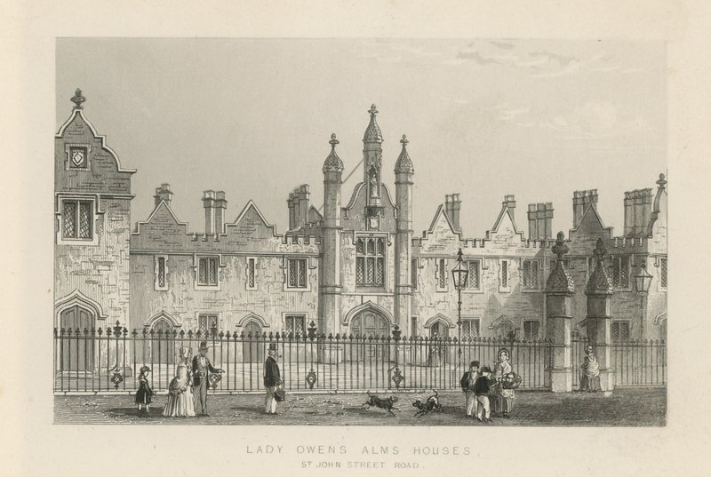 St John Street Yolu üzerinde Lady Owens Alms Evleri by English School