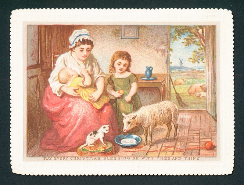 Kuzu mutfakta süt içiyor, Noel kartı by English School