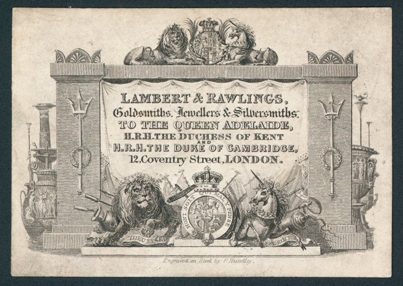 Lambert & Rawlings, kuyumcular, kuyumcular ve gümüşçüler, ticari kart by English School