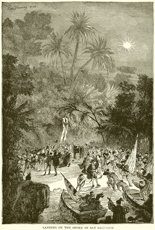 San Salvador kıyısına iniş by English School