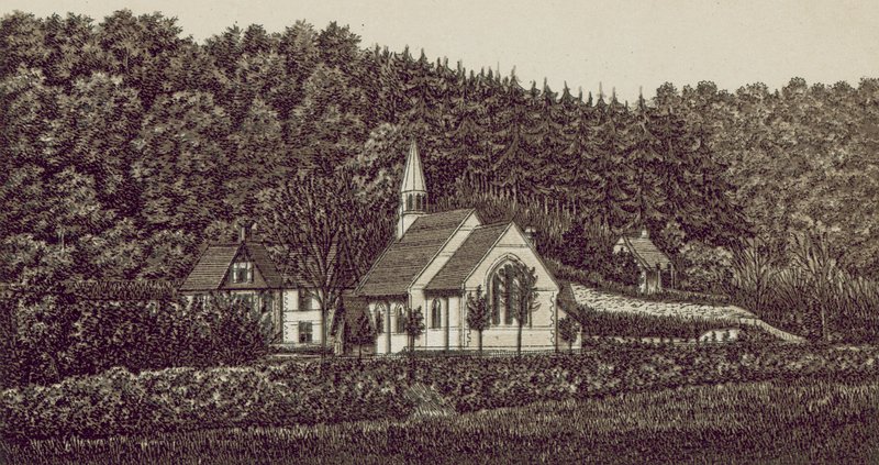 Langrish Kilisesi (litho) by English School
