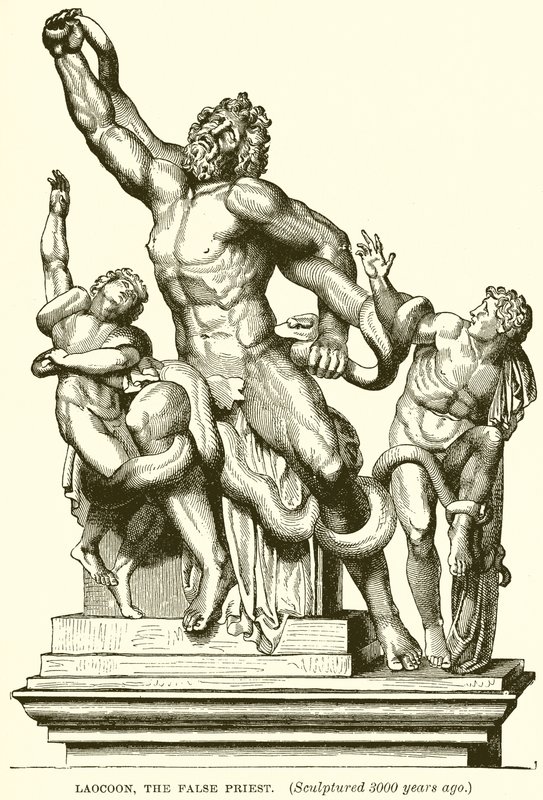 Laocoon, Sahte Rahip. (3000 Yıl Önce Heykelleştirildi) (gravür) by English School