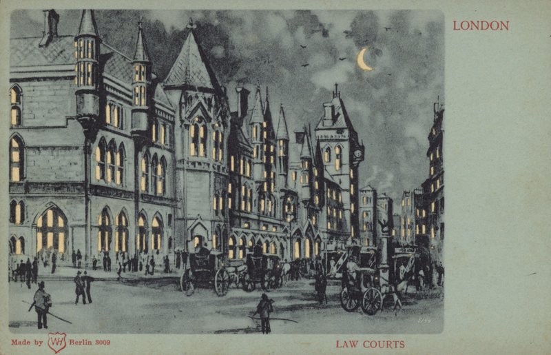 Hukuk Mahkemeleri, Londra (renkli taş baskı) by English School