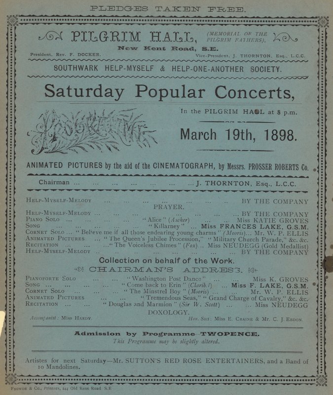 Hacı Salonundaki Cumartesi Popüler Konserlerinin reklamını yapan broşür by English School