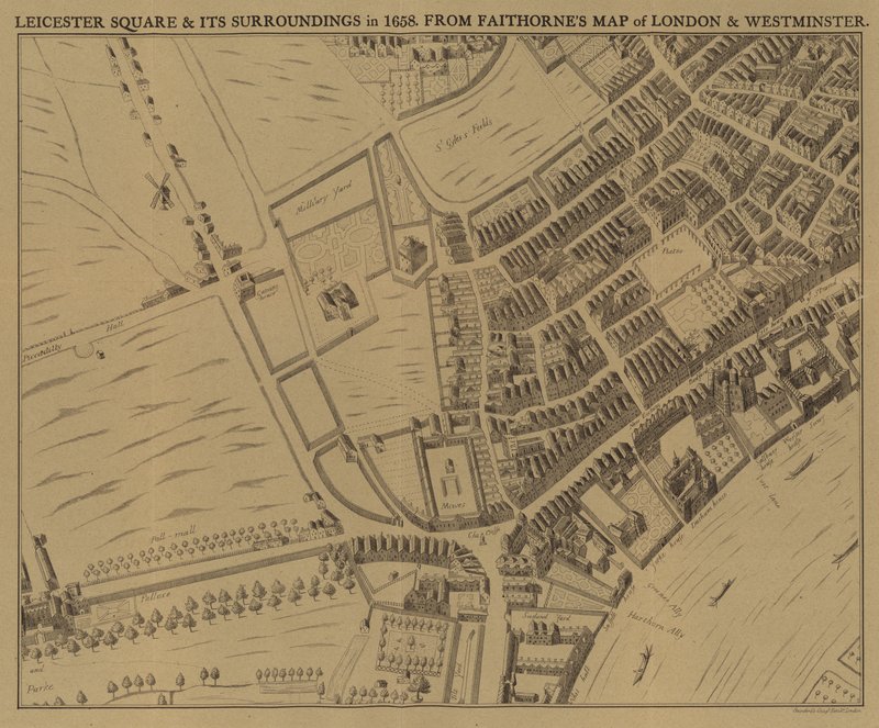 1658 yılında Leicester Meydanı ve çevresi by English School