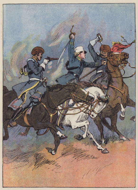 Teğmen Roberts bayrağı kurtarıyor (renkli taş) by English School