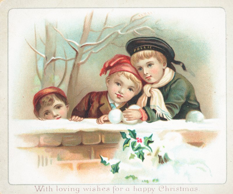 Duvarda sıralanan kartopları, Noel Kartı by English School