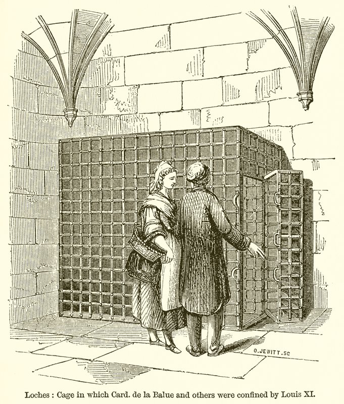 Loches: Kafeste Hangi Kartın. de la Balue ve diğerleri Louis XI tarafından hapsedildi by English School