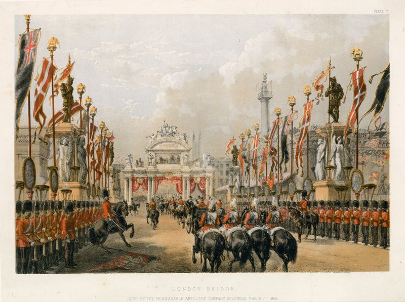Londra Onurlu Topçu Şirketi tarafından tutulan Londra Köprüsü, 7 Mart 1863 by English School