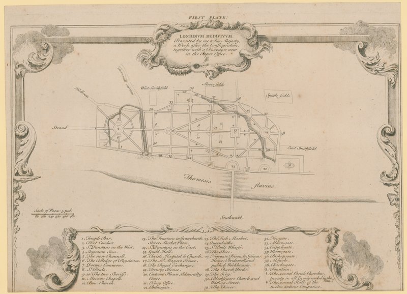 Londra restore edildi, Sir John Evelyns, 1666 yangınının ardından Londra Şehri