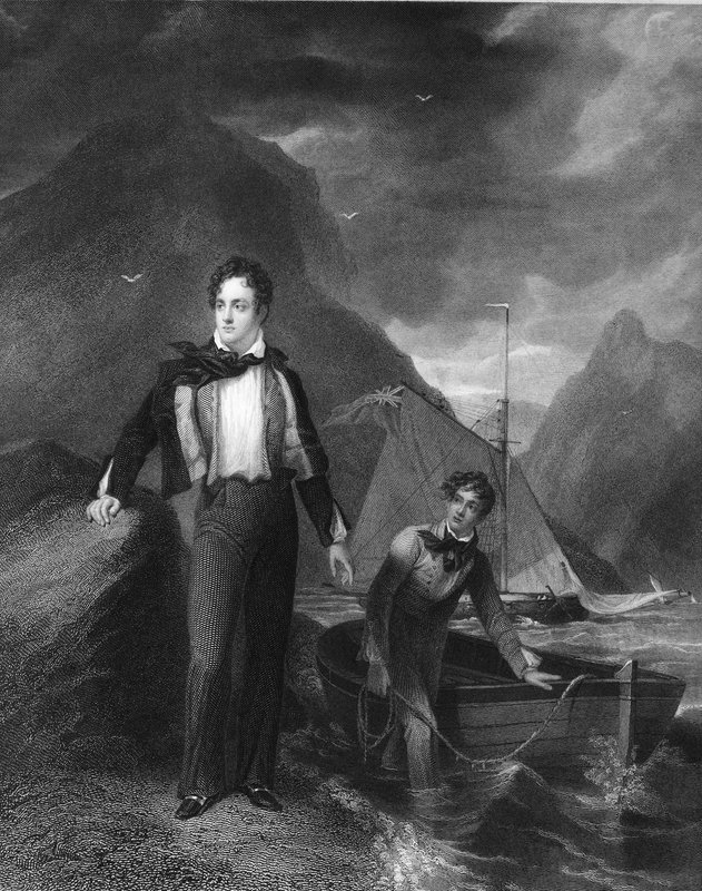 Lord Byron, İngiliz şair (gravür) by English School