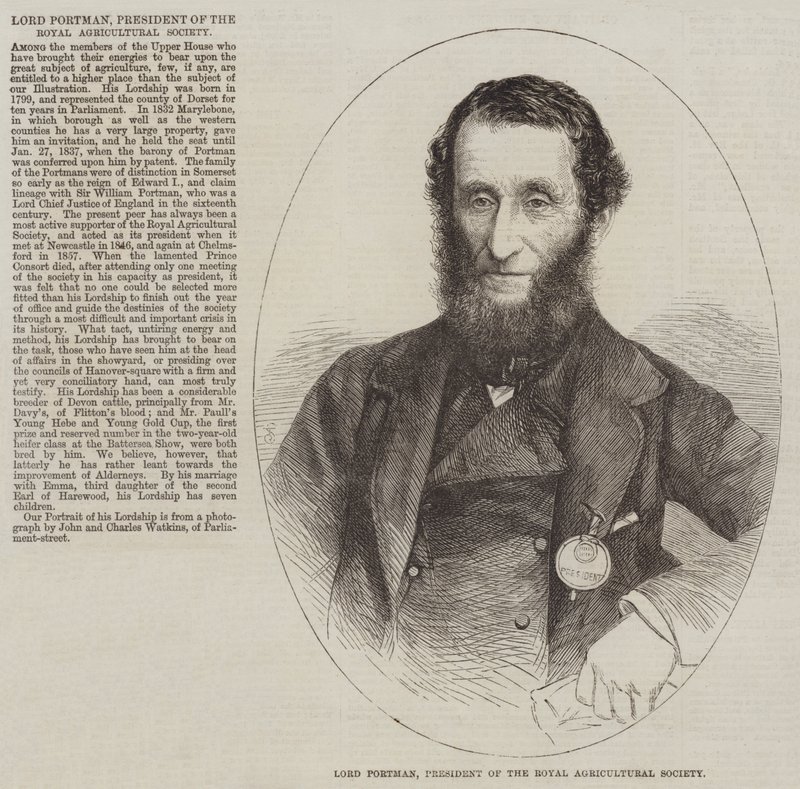 Lord Portman, Kraliyet Tarım Derneği Başkanı (gravür) by English School