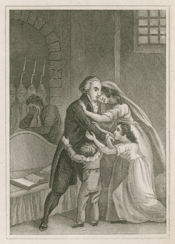 Fransa Kralı XVI. Louis ailesinden ayrılırken, 1793 by English School