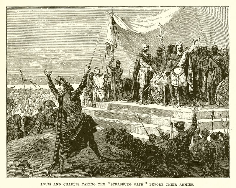 Louis ve Charles ordularının önünde Strasburg Yemini