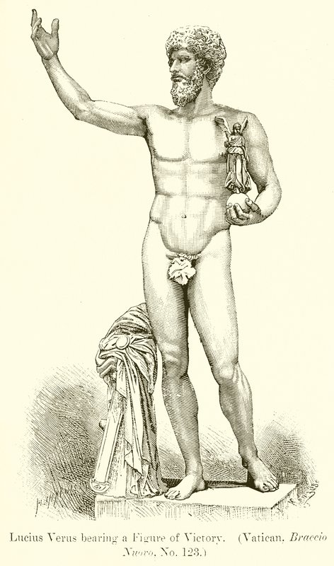 Lucius Verus bir Zafer Figürü taşıyor. (Vatikan, Braccio Nuovo. No. 123) by English School