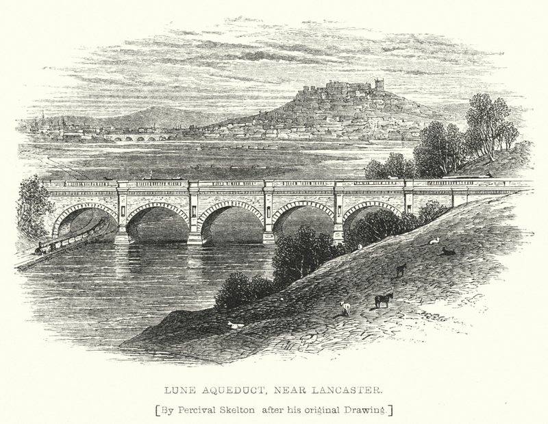 Lancaster yakınlarındaki Lune Su Kemeri (gravür) by English School