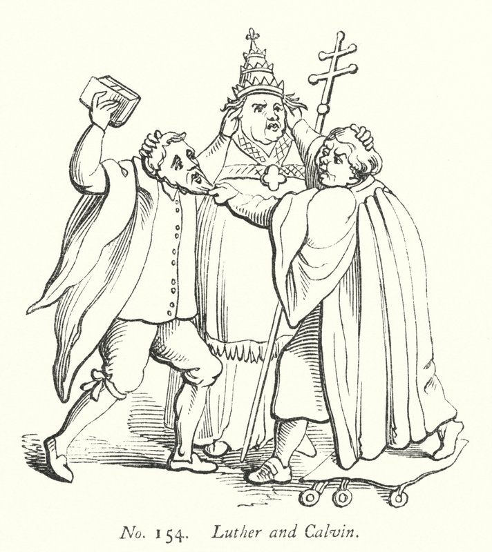 Luther ve Calvin (gravür) by English School