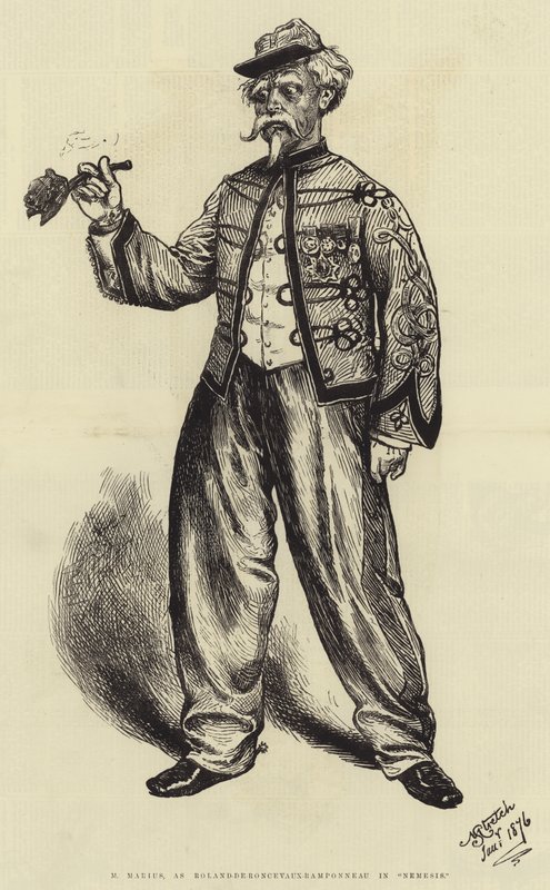 M Marius, "Nemesis" de Roland-de-Roncevaux-Ramponneau olarak (gravür) by English School