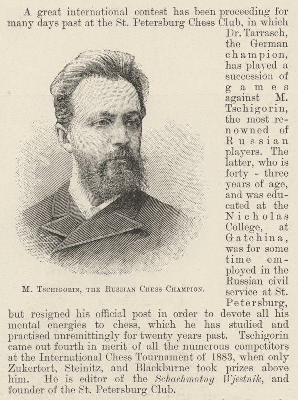 M Tschigorin, Rus Satranç Şampiyonu (gravür) by English School
