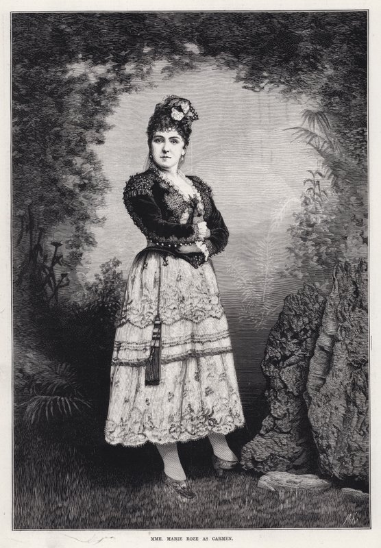 Madam Marie Roze, Carmen rolünde (gravür) by English School