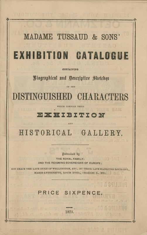 1875 Madame Tussaud & Sons Sergi Kataloğu by English School