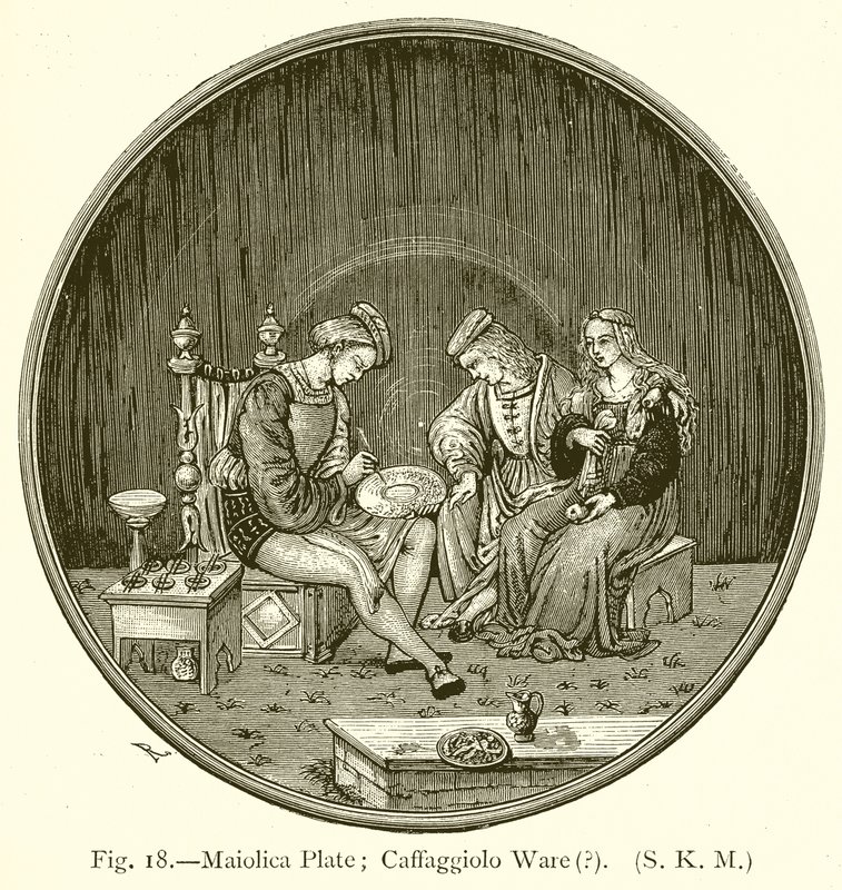 Mayolika Plakası; Caffaggiolo Gereçleri by English School